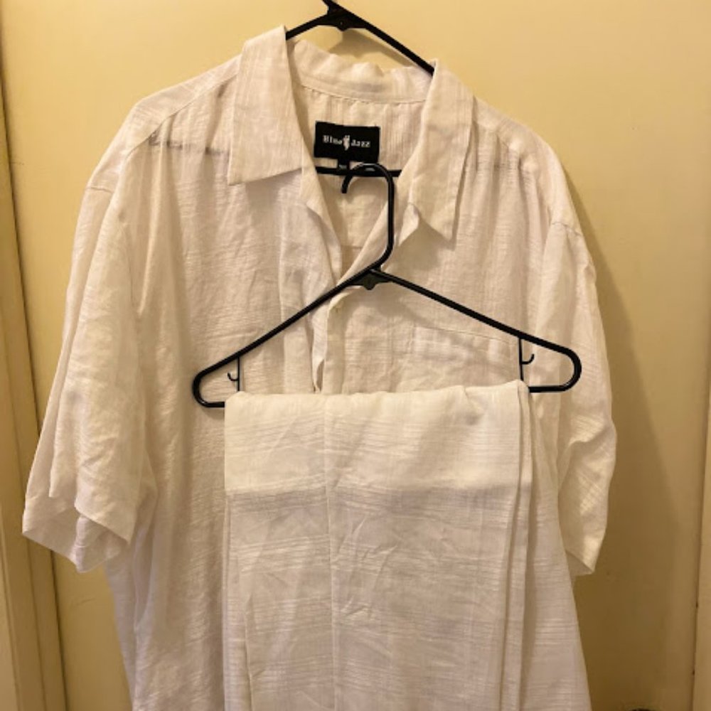 Blue Jazz White Linen Outfit